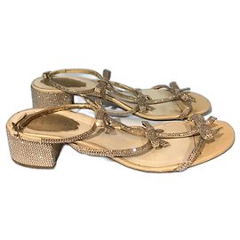 RENE CAOVILLA Sandalen T.EU 38.5 Rindsleder Golden