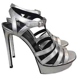 Saint Laurent-SAINT LAURENT  Sandals T.eu 39.5 Leather-Silvery