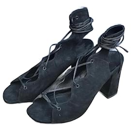 Saint Laurent-SAINT LAURENT  Sandals T.eu 37.5 Suede-Black