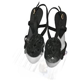 Chanel-CHANEL  Sandals T.eu 37.5 cloth-Black