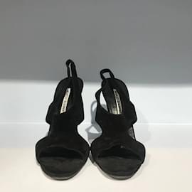 Manolo Blahnik-MANOLO BLAHNIK Sandália T.eu 37.5 camurça-Preto