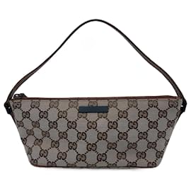 Gucci-Brown Canvas Gucci Boat Pochette-Brown