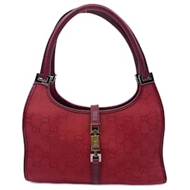 Gucci-Red Canvas Gucci Bardot Bag-Red