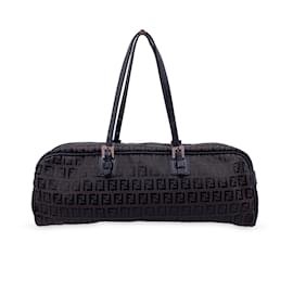 Fendi-Sac Bassotto East West en toile de zucchino marron à monogramme-Marron