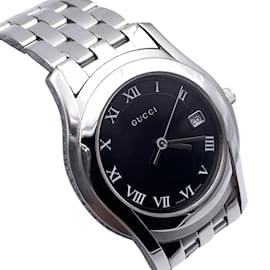 Gucci-Stainless Steel Mod 5500 M Unisex Wrist Watch Black-Silvery