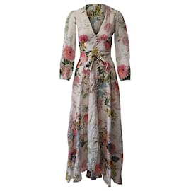 Zimmermann-Zimmermann V-Neck Maxi Dress in Floral Print Linen-Other