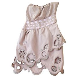 Victor & Rolf Robe courte bustier VIKTOR&ROLF beige coton Rose Beige