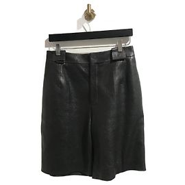 SAINT LAURENT Shorts T.Internacional L Couro Preto