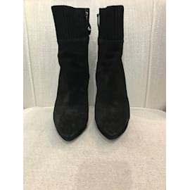 Louis Vuitton Black Suede and Monogram Coated Canvas Silhouette Ankle Boots Size 4.5/35