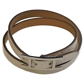 Hermès-HERMES  Bracelets T.  Leather-Cream
