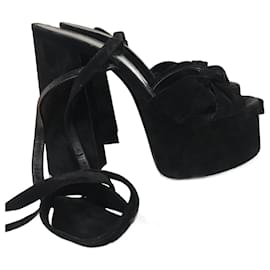Saint Laurent-SAINT LAURENT  Sandals T.eu 39.5 Suede-Black