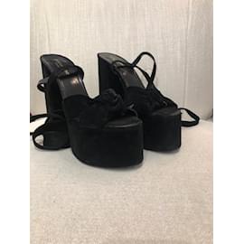 Saint Laurent-SAINT LAURENT  Sandals T.eu 39.5 Suede-Black