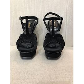 Saint Laurent-SAINT LAURENT  Sandals T.eu 39.5 velvet-Black