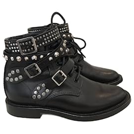Saint Laurent-SAINT LAURENT  Ankle boots T.eu 37.5 Leather-Black