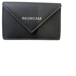 Balenciaga-BALENCIAGA Portefeuilles T.  cuir de vachette-Gris