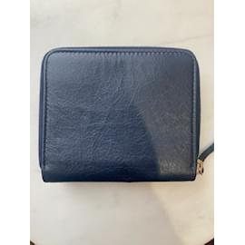 Balenciaga-BALENCIAGA Portefeuilles T.  cuir de vachette-Bleu