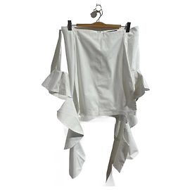 Autre Marque NON SIGNE / UNSIGNED Tops T.FR 38 Coton Blanc