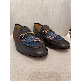 Gucci-GUCCI  Flats T.eu 44 Leather-Brown