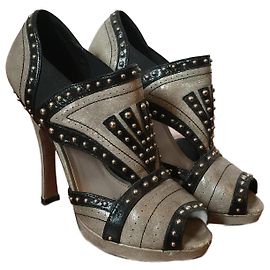 PRADA Sandals T.EU 37.5 Leather Black