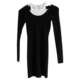 Vestido ajustado de dos capas T de Alexander Wang Negro