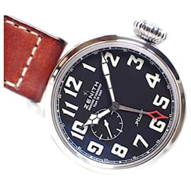Zénith-ZENITH Pilot's Aeronef Type20 GMT Genuine goods Mens-Silvery