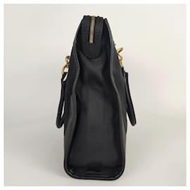Fendi-Fendi handbag in Pacan canvas and black leather-Black