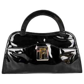 Fendi-Fendi vintage handbag in black patent leather-Black
