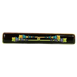Hermès-Hermes tie clip in enamel and gilt metal-Black