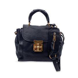 Chloé Bolsa Elsie de Couro Preto Tote Satchel Bolsa com Alça Preto