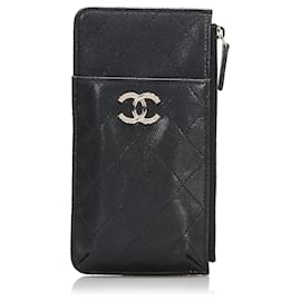 Chanel-Portefeuille porte-cartes et téléphone CC Caviar noir Chanel-Noir