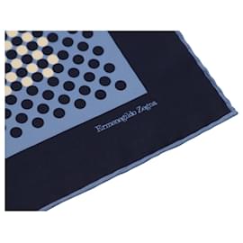 Ermenegildo Zegna-Ermenegildo Zegna Polka Dot Pocket Square in Blue Silk-Blue