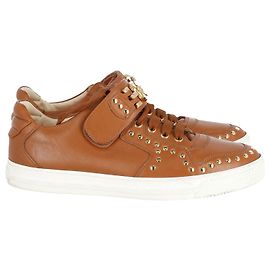 Versace Sneakers basse con borchie Medusa in pelle marrone chiaro Marrone Beige