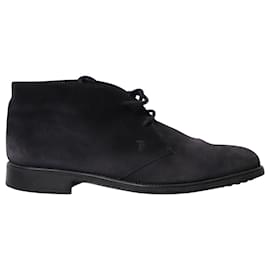 Tod's-Tod's Chukka Boots in Navy Blue Suede-Navy blue