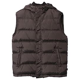 Gucci-Gucci Hooded Puffer Vest Jacket in Dark Brown Polyamide-Brown