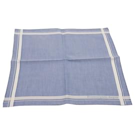 Ermenegildo Zegna-Quadrado de bolso com bordas listradas Ermenegildo Zegna em algodão azul-Azul