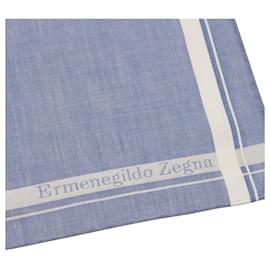 Ermenegildo Zegna-Pochette de costume à bords rayés Ermenegildo Zegna en coton bleu-Bleu