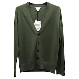 Bottega Veneta-Bottega Veneta V-neck Button Front Cardigan in Green Scottish Cashmere-Green