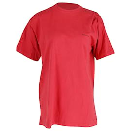 Balenciaga-Balenciaga T-Shirt Logo Oversize en Coton Rouge-Rouge