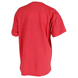 Balenciaga-Balenciaga Oversized Logo T-Shirt in Red Cotton-Red