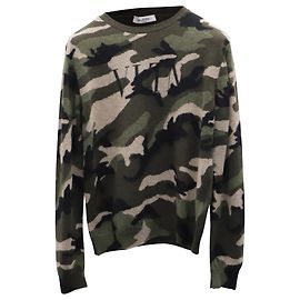 Valentino Garavani Camouflage Rundhals-Sweatshirt aus grünem Kaschmir Andere