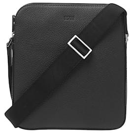Hugo Boss-Boss Crosstown Mini Messenger Bag in Black Leather-Black