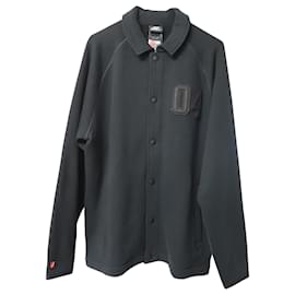 Nike-Nike Button Front Jacket in Black Cotton-Black