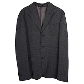 Giorgio Armani-Giorgio Armani Lapel Jacket in Black Print Viscose Blend-Black