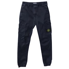 Calça cargo com cordão Stone Island em algodão azul escuro Azul