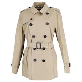 Burberry-Burberry Britton Mid-Length Trench Coat in Beige Cotton-Beige