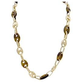 inconnue-Vintage coffee beans long necklace, yellow gold and upperr eye.-Other