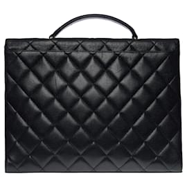 Chanel-Chanel Briefcase in black quilted caviar leather, garniture en métal doré, a simple handle in black caviar leather allowing it to be carried by hand-Black