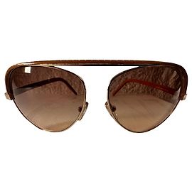 Fendi Vintage Ledersonnenbrille in Karamellfarbe Karamell