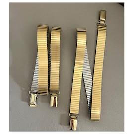 Autre Marque-Pair of extendable articulated steel suspenders in gold finish - Vintage-Silvery,Golden