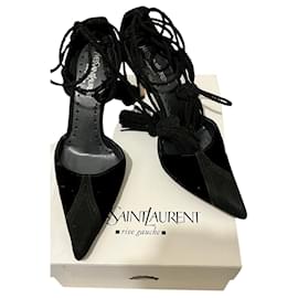 Yves Saint Laurent-YSL Sevilla evening shoes from velvet and kid-Black